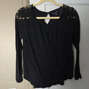 American Eagle Outfitters Black Lace Detail Top
